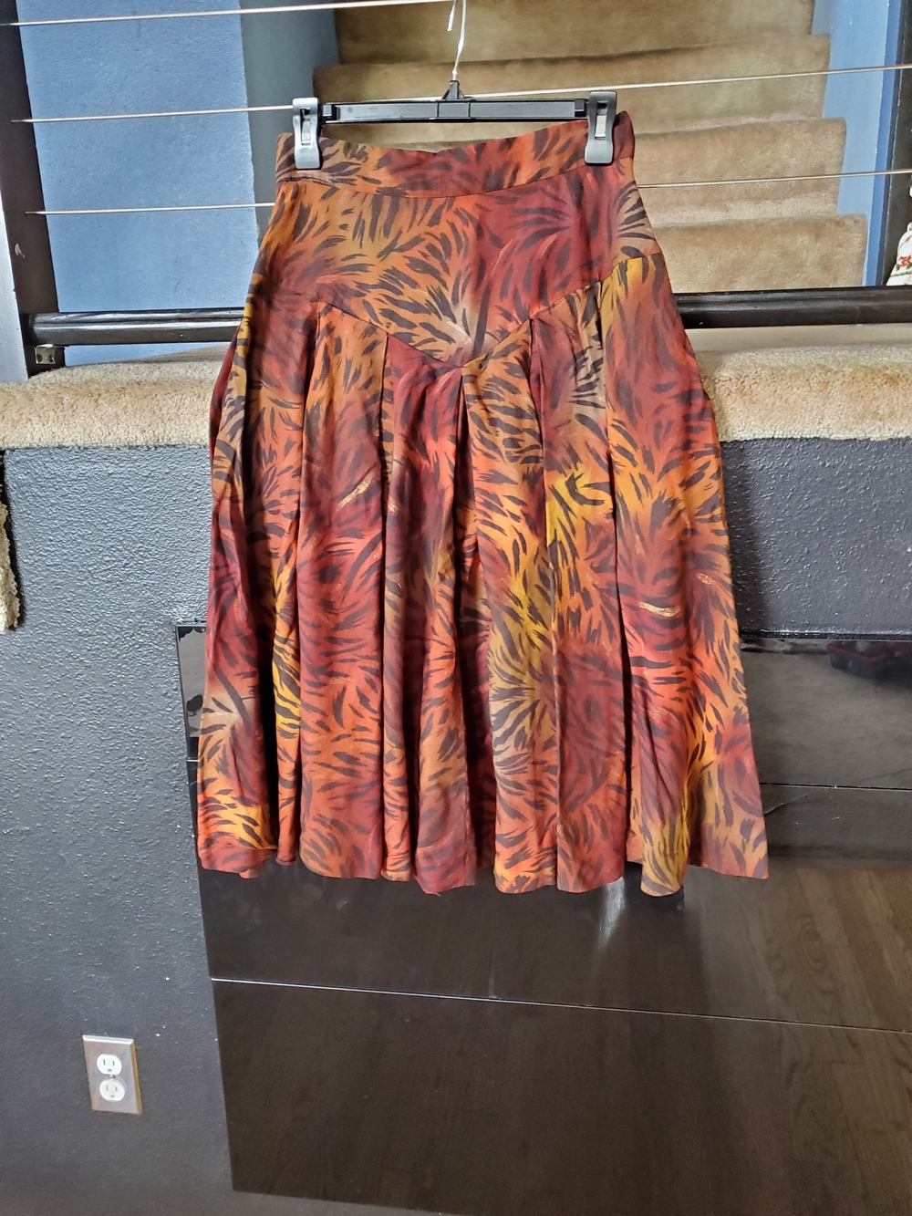 Autumn Leaf-Print Circle Skirt - Rust Multi